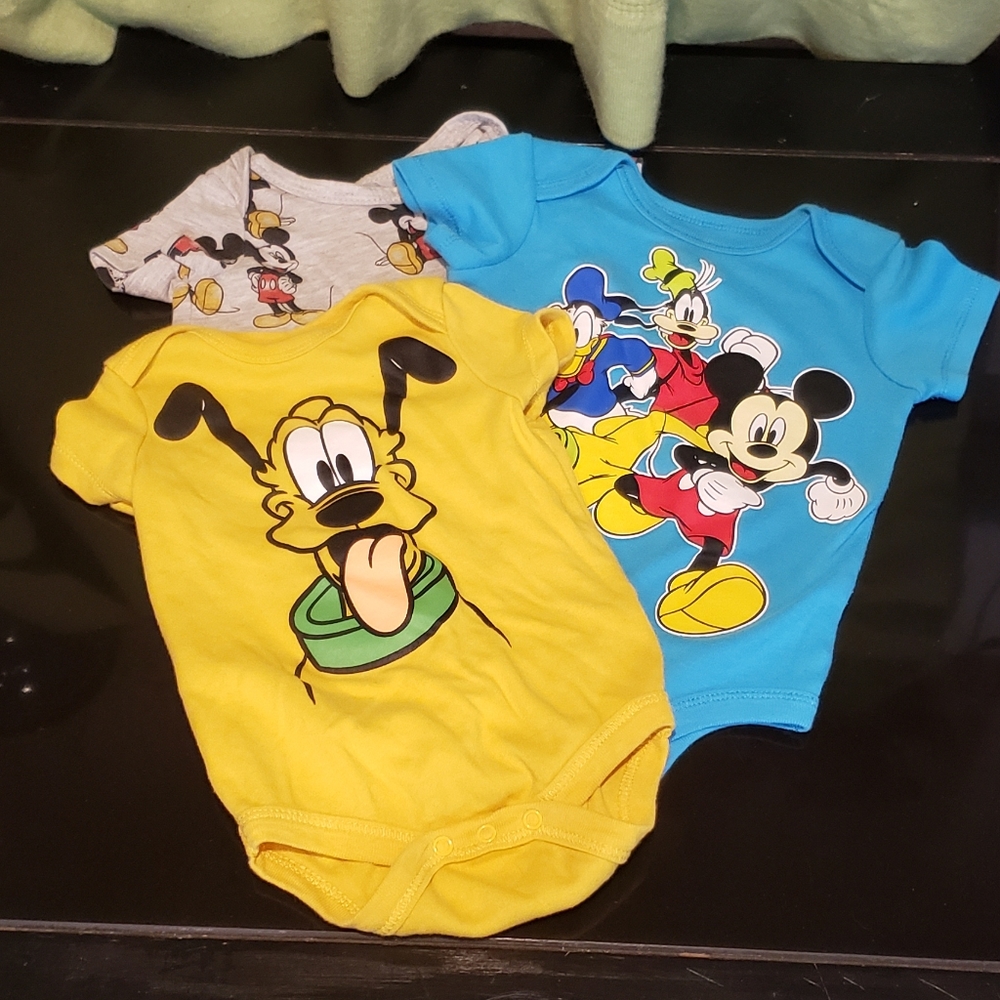 Disney Baby Mickey Mouse Jumper & Pluto Friends Onesie Bundle